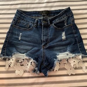 High waisted jean shorts
